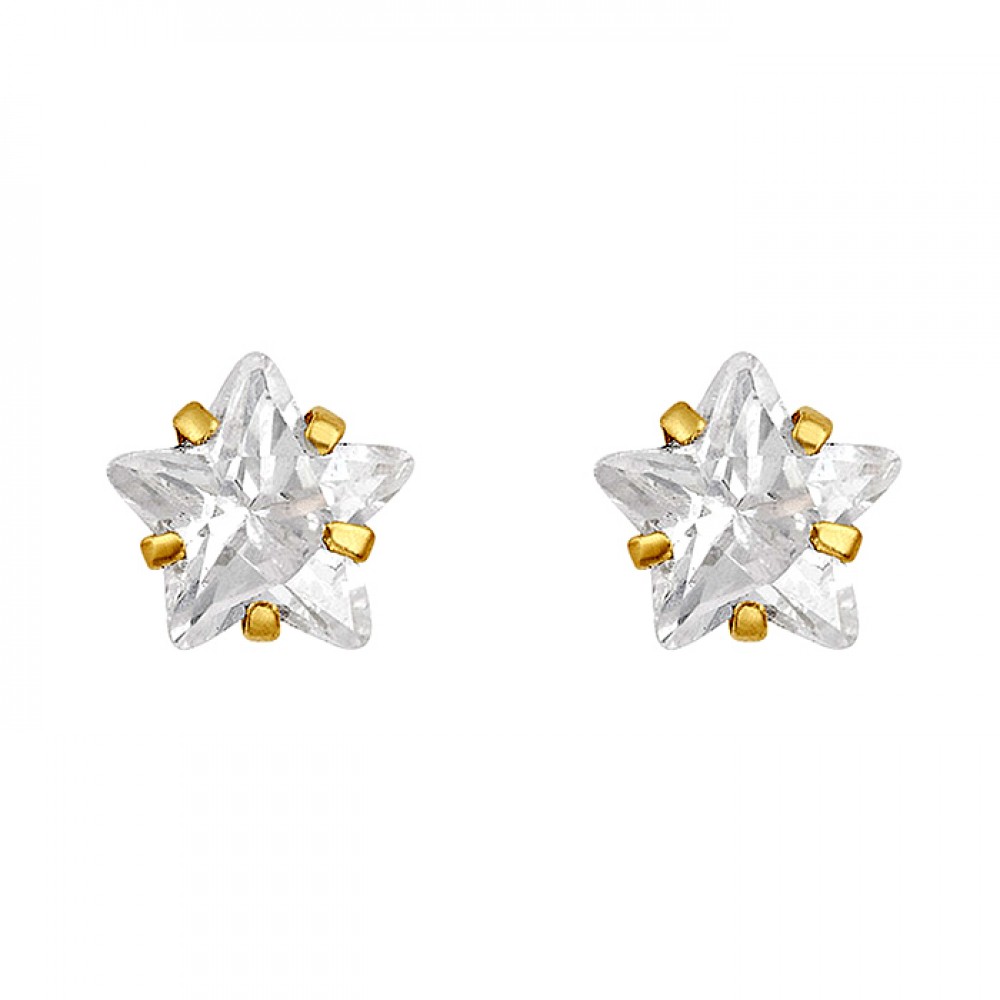 Broquel de oro 10k con zirconia 4mm