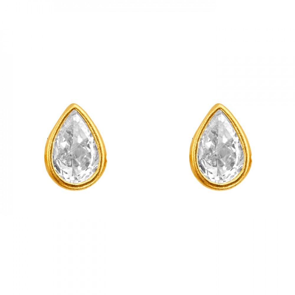 Broquel de oro 10k con zirconia 7x5mm