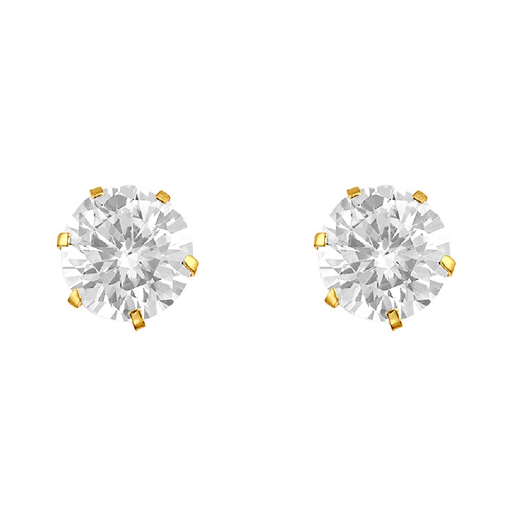 Broquel de oro 10k con zirconia 3mm