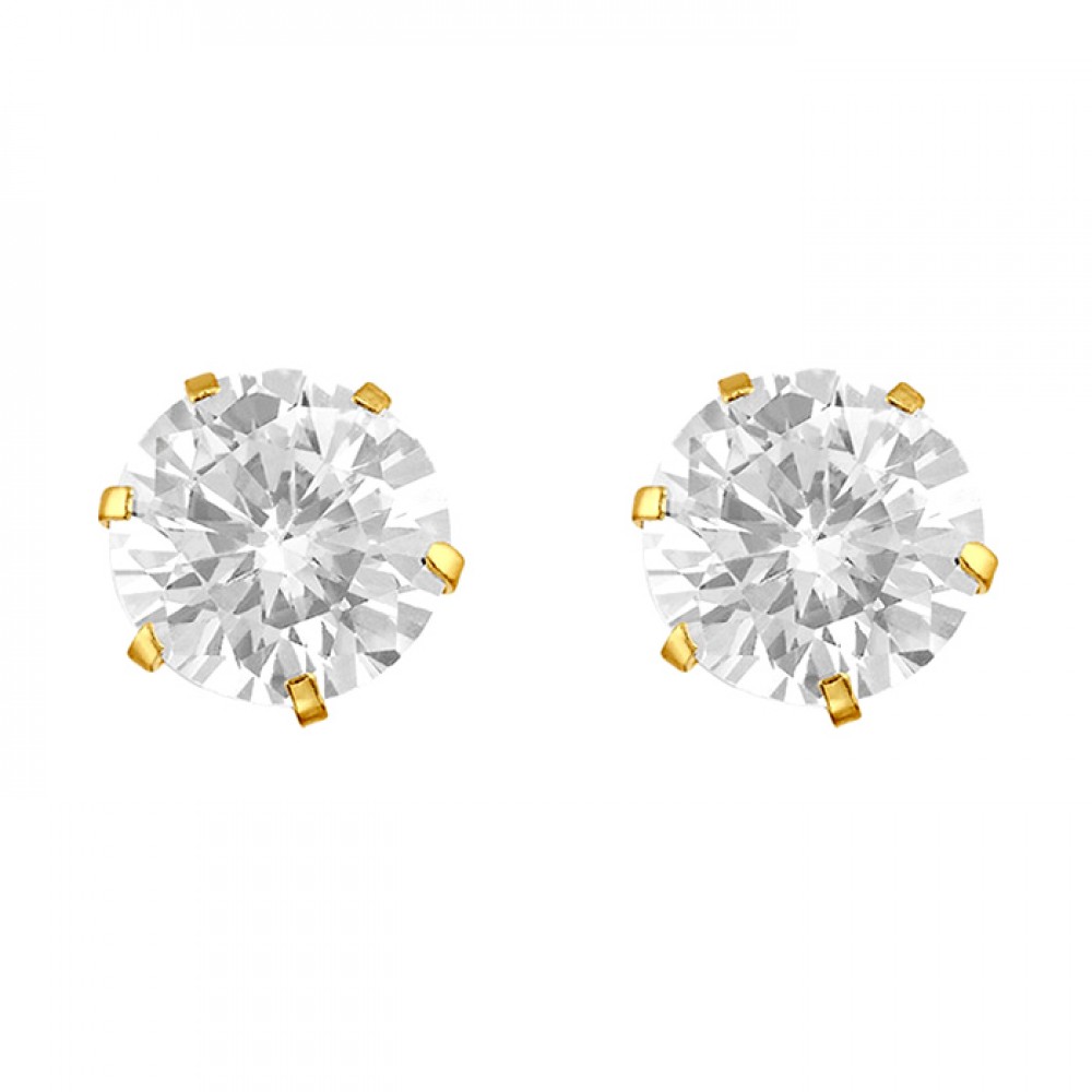 Broquel de oro 10k con zirconia 5mm