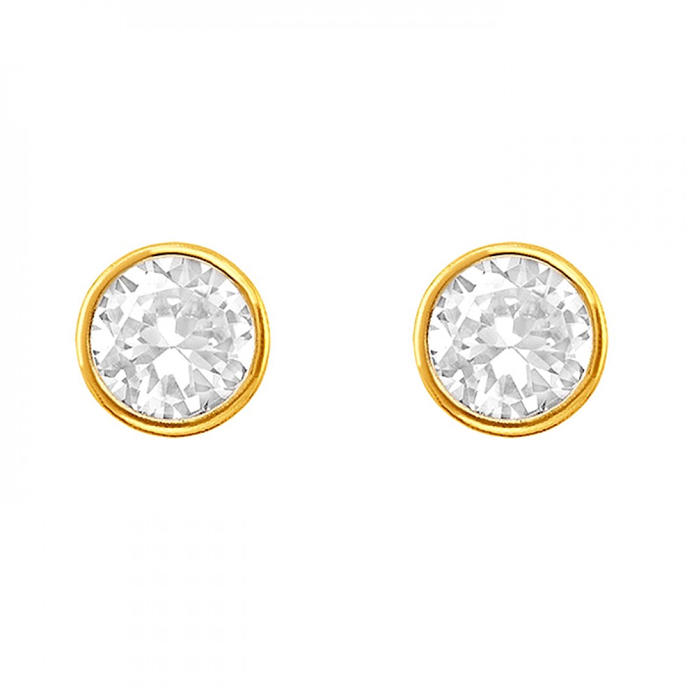 Broquel de oro 10k con zirconia 4mm