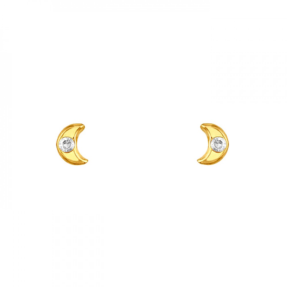 Broquel de oro 10k de luna con zirconia