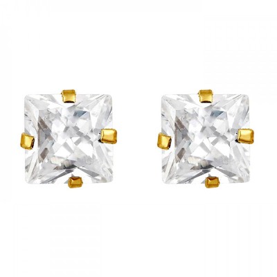 Broquel de oro 10k con zirconia cuadrada 5mm