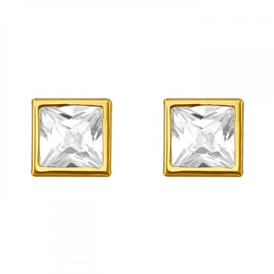 Broquel de oro 10k con zirconia cuadrada 3.5mm