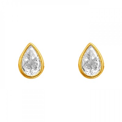 Broquel de oro 10k con zirconia 7x5mm